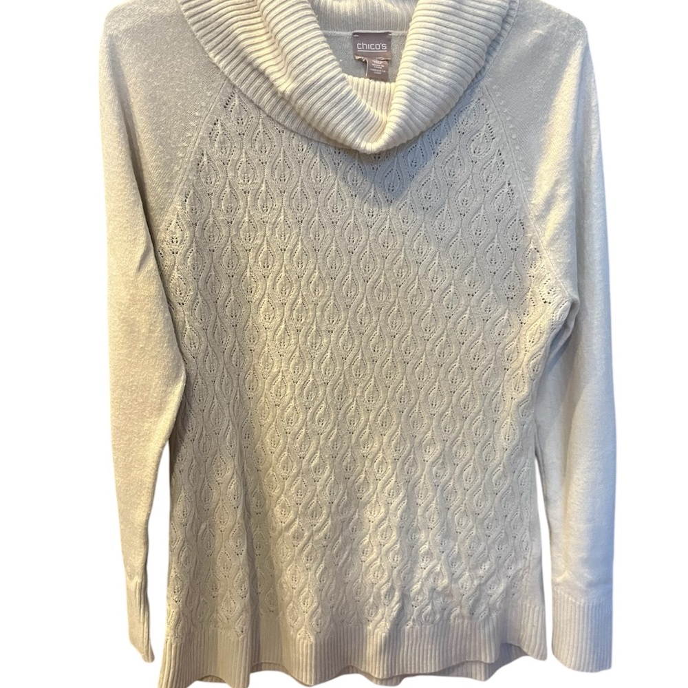Chico's Light Gray Cowl Neck Sweater